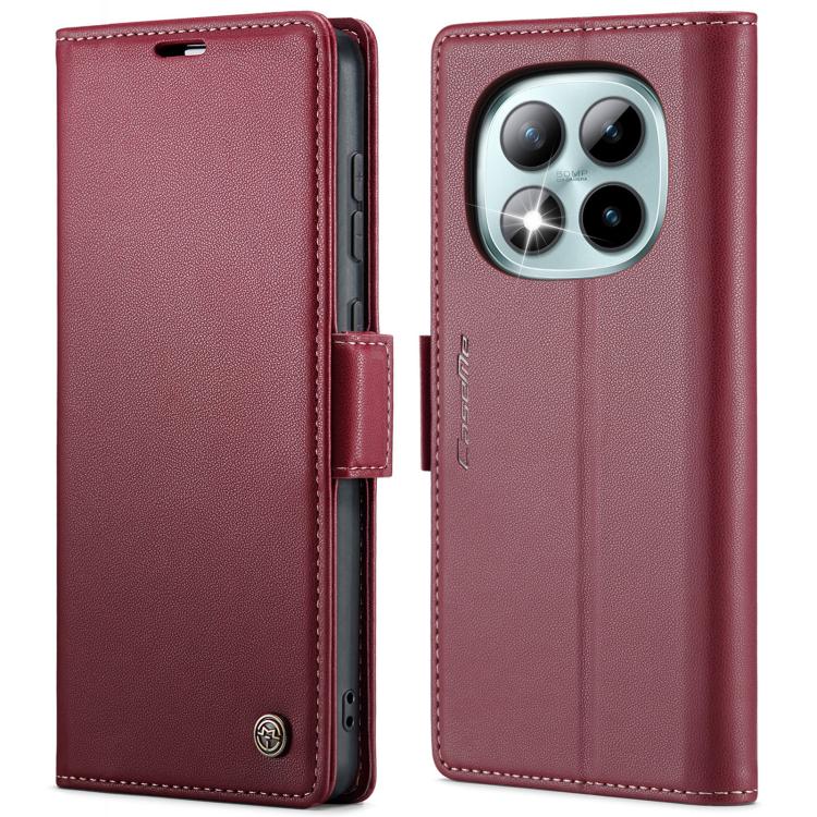 For Redmi Note 15 Pro+ 5G Global 163.3mm CaseMe 023 Butterfly Buckle Litchi Texture RFID Anti-theft Leather Phone Case(Red)