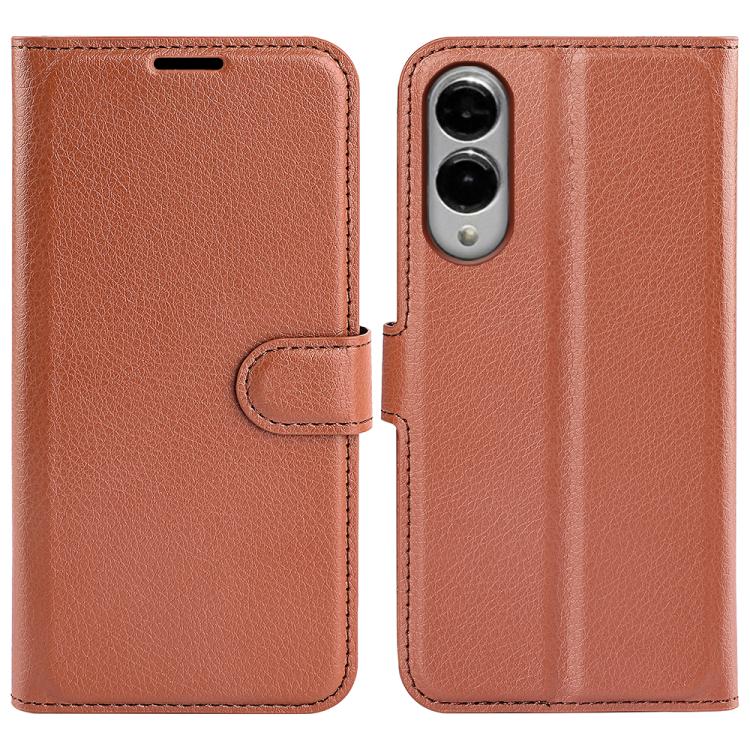 For Samsung Galaxy S25 Edge 5G Litchi Texture Horizontal Flip Leather Phone Case with Holder(Brown)