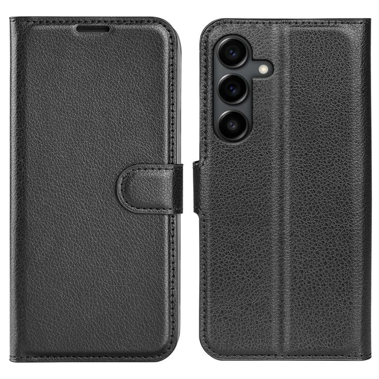 For Samsung Galaxy S25 FE 5G Litchi Texture Horizontal Flip Leather Phone Case with Holder(Black)