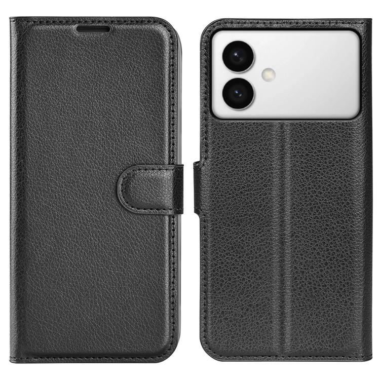 For Samsung Galaxy S26 Edge 5G Litchi Texture Horizontal Flip Leather Phone Case with Holder(Black)