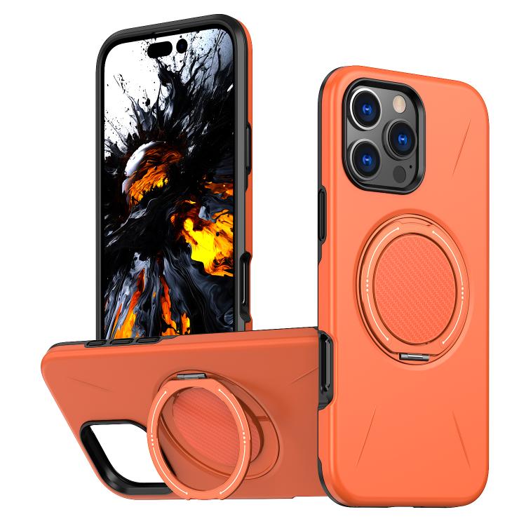 For iPhone 16 Pro Max Kalebol Magnetic MagSafe Rotation Holder PC Phone Case(Orange)