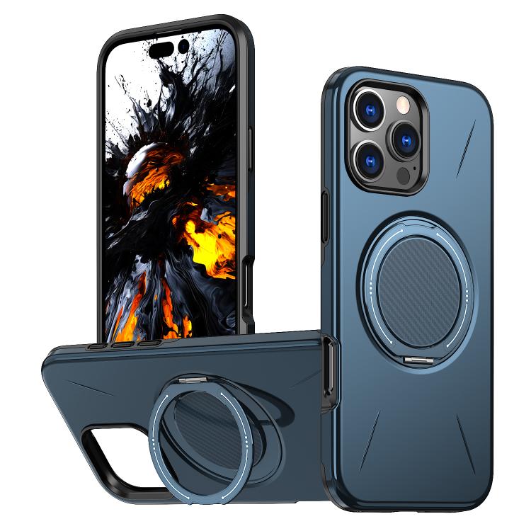 For iPhone 13 Pro Max Kalebol Magnetic MagSafe Rotation Holder PC Phone Case(Blue)