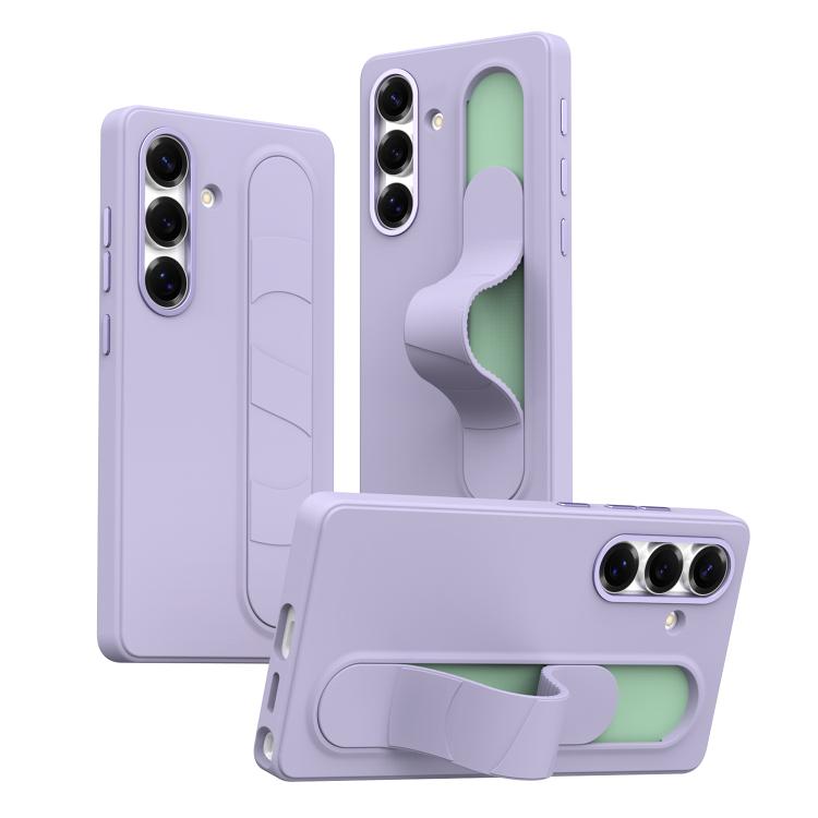 For Samsung Galaxy S25 5G Intelligent Control Button Wristband Phone Case(Lola Purple)