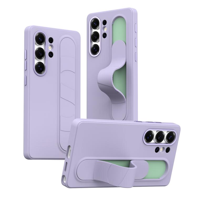 For Samsung Galaxy S24 Ultra 5G Intelligent Control Button Wristband Phone Case(Lola Purple)