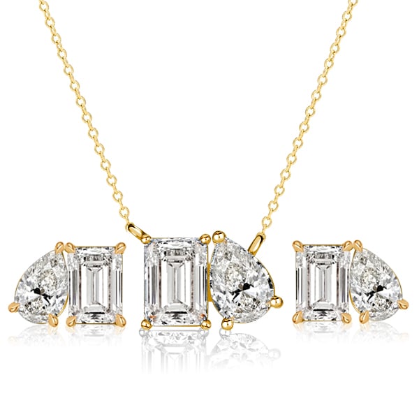 Italo Toi Et Moi Emerald & Pear Shaped Necklace & Earrings Jewelry Set
