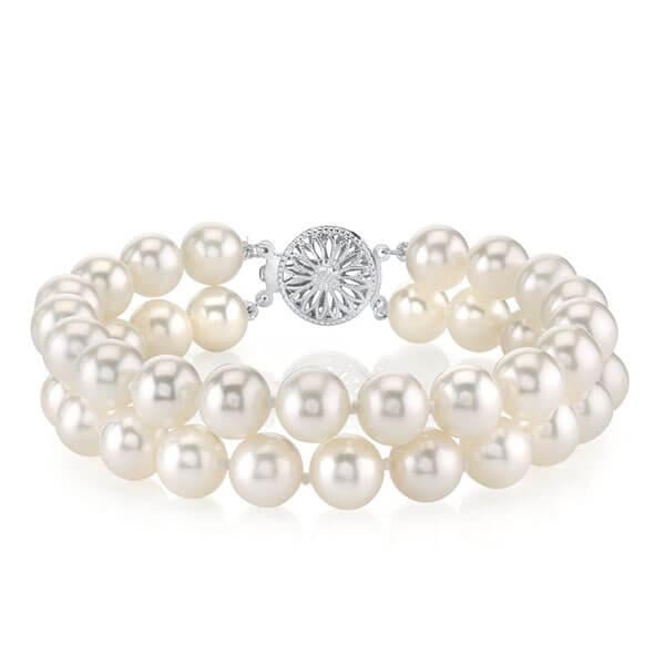 Double Row White Pearl Fashion Bracelet