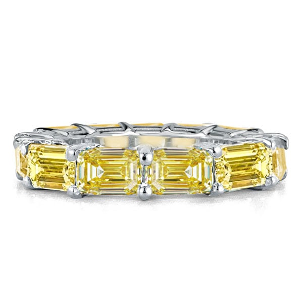 Emerald Cut Yellow Topaz Eternity Wedding Band Promise Ring