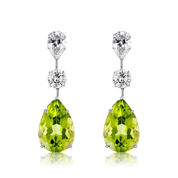 Italo Peridot Pear Cut Drop Earrings For Women Silver Earrings