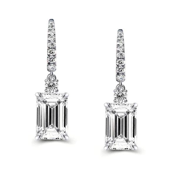 Italo Emerald Cut Drop Earrings Sterling Silver Earrings For Women