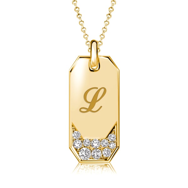Italo Engraved ID Tag Pendant Initial Personalized Necklace For Women