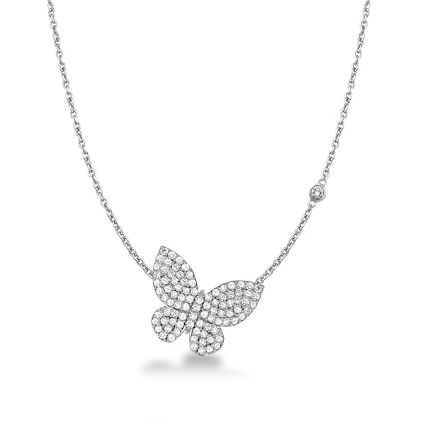 Dancing Butterfly Round White Pendant Necklace For Women