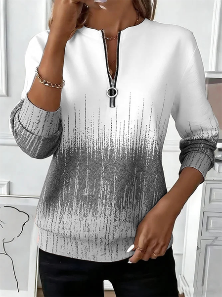 Vintage Crew Neck Gradient Pattern Sweatshirt