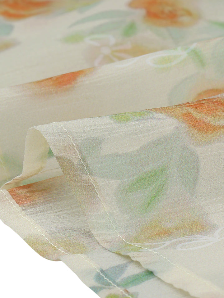 Close-up of a fabric with a floral pattern on a white background