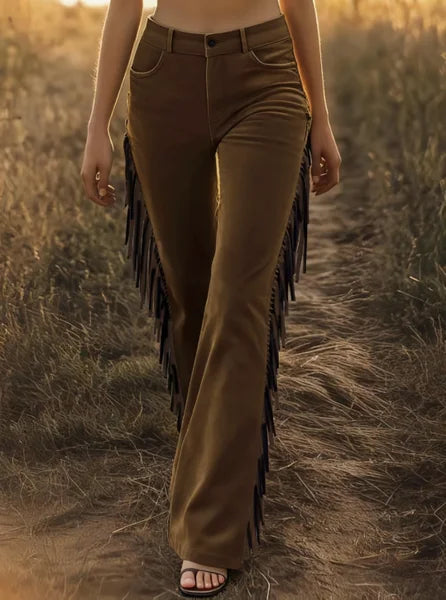 Women Plain Long Pants Vintage Spring/Fall Trousers