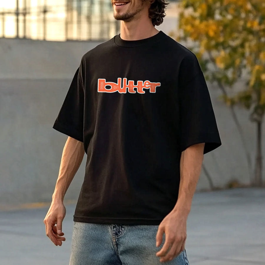 Unisex Warped Graphic Print Streetwear Black Oversized Short Sleeve T-Shirt