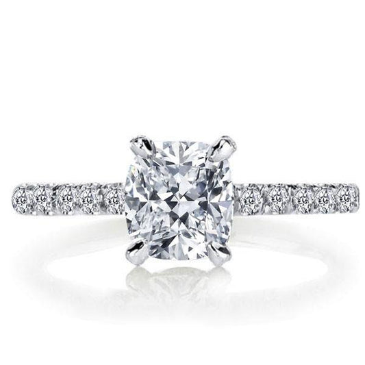 Italo Classic Cushion Created White Sapphire Engagement Ring