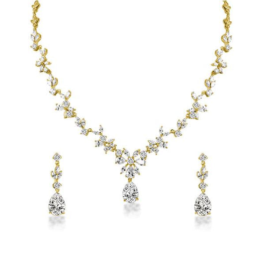 Fashion Golden Pear Cut Necklace And Earring Jewelry Set
