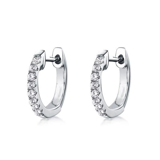 Half Stone Round Cut Hoop Earrings For Women Huggie Earrings