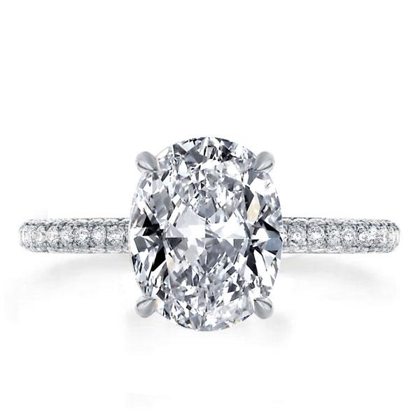 Three Row Shank Oval Engagement Ring