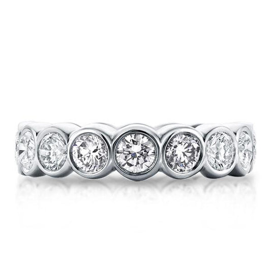 Italo Bezel Setting Wedding Band Eternity Wedding Band For Women