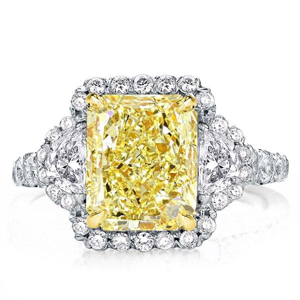 Italo Yellow Topaz Ring 3 Stone Engagement Ring Affordable
