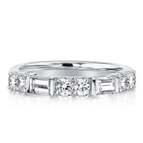 Thin Round & Baguette Cut Wedding Band