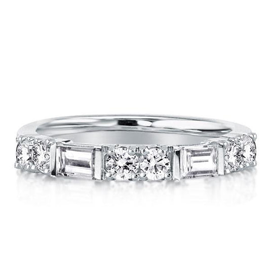 Thin Round & Baguette Cut Wedding Band