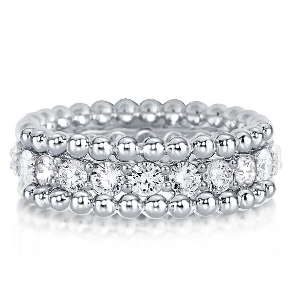 Round Cut Triple Row Eternity Wedding Band