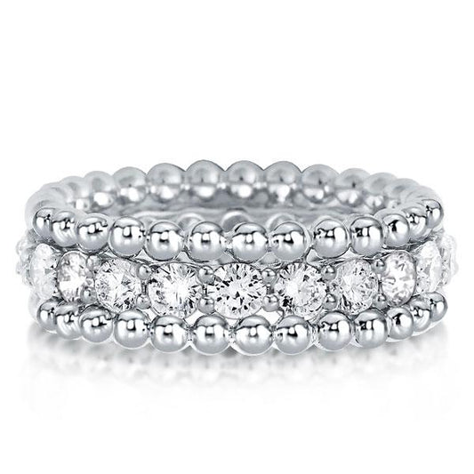 Round Cut Triple Row Eternity Wedding Band