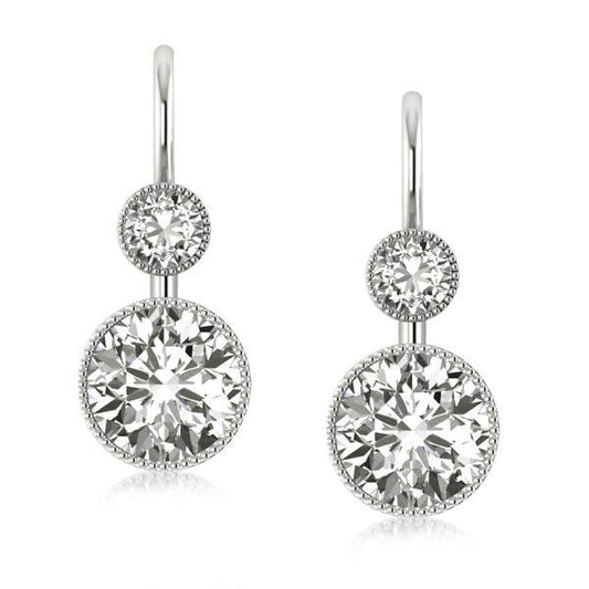 Classic Round Cut Silver Drop Earrings