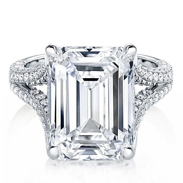 Split Shank Emerald Cut Engagement Ring