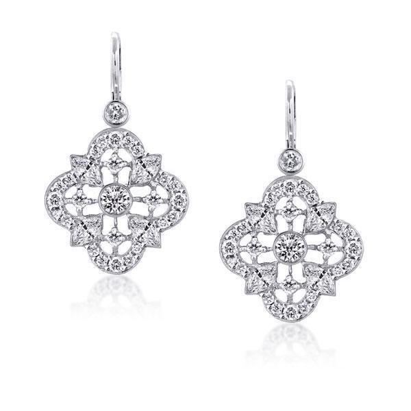 Four Leaf Clover Round & Marquise Cut Drop Earrings