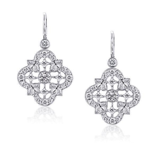 Four Leaf Clover Round & Marquise Cut Drop Earrings