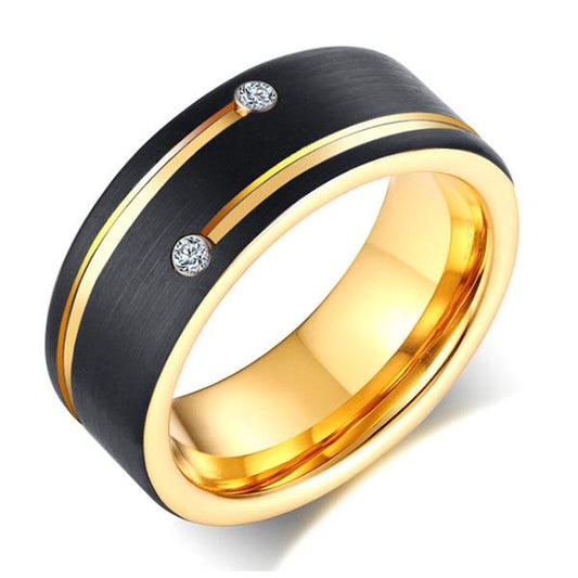 Two Tone Concave-convex Design Men's Tungsten Wedding Band