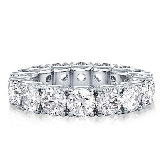 Round Cut Eternity Wedding Band For Women In Sterling Silver