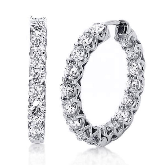 Round Cut Silver Hoop Earrings For Women