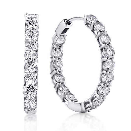 Classic Round Cut Hoop Earrings Women Silver