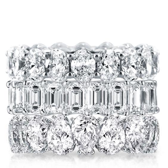 Triple Row Oval & Emerald & Pear Stackable Band Set
