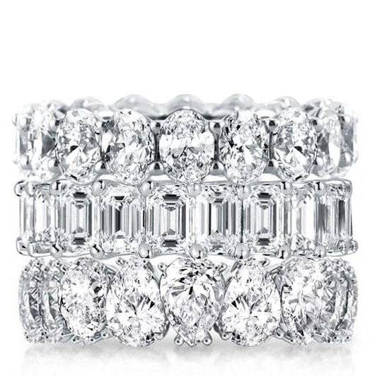 Triple Row Oval & Emerald & Pear Stackable Band Set