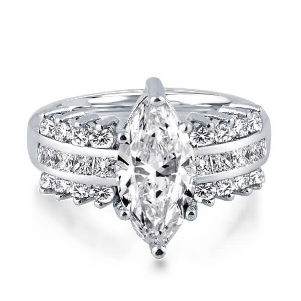 Italo Multiple Sidestone Created White Sapphire Engagement Ring
