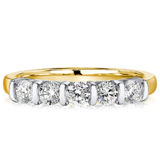 Italo Five Stone Wedding Band For Women Silver Ring Affordable