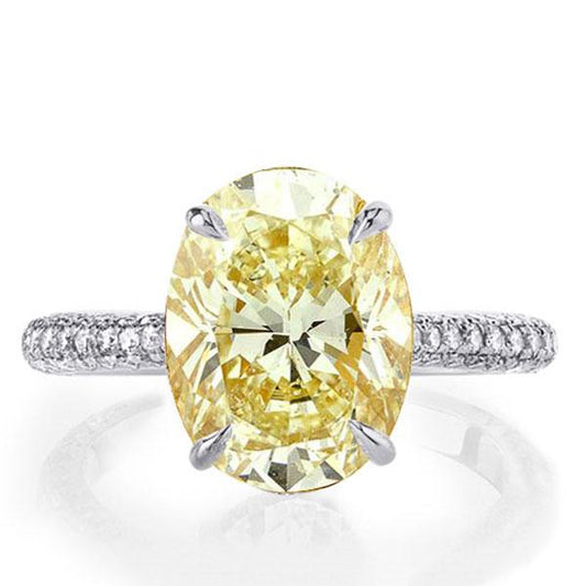 Italo Oval Cut Yellow Topaz Micro Pave Engagement Ring