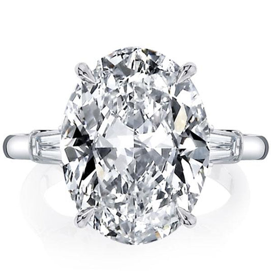 Italo Oval Three Stone Created White Sapphire Engagement Ring