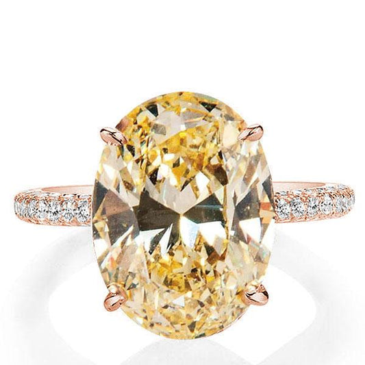Italo Rose Gold Oval Created Champagne Sapphire Engagement Ring