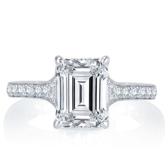 Italo Micro Pave Emerald Created White Sapphire Engagement Ring