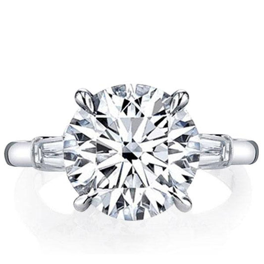 Italo Three Stone Created White Sapphire Engagement Ring
