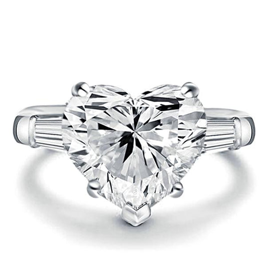 Italo Three Stone Heart Created White Sapphire Engagement Ring