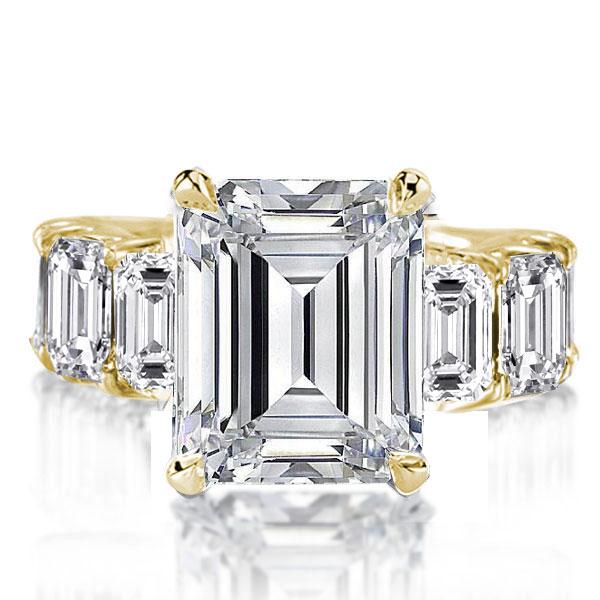 Golden Emerald Eternity Engagement Ring
