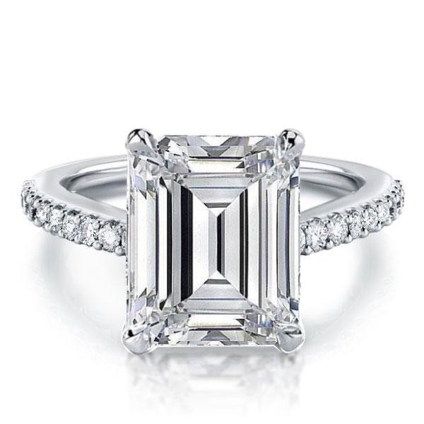 Italo Emerald Cut Engagement Ring Silver Ring Affordable