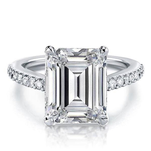 Italo Emerald Cut Engagement Ring Silver Ring Affordable